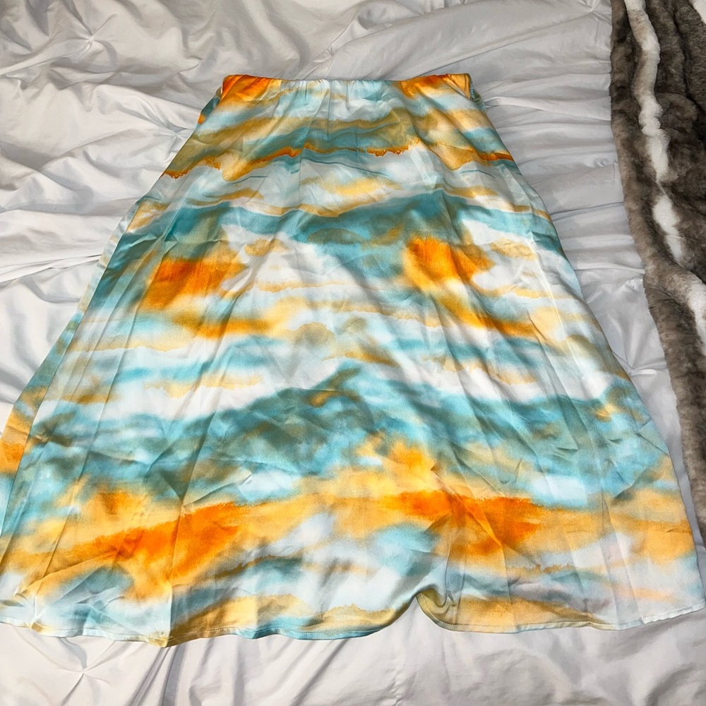 Brand new - Tie dye satin effect midi skirt